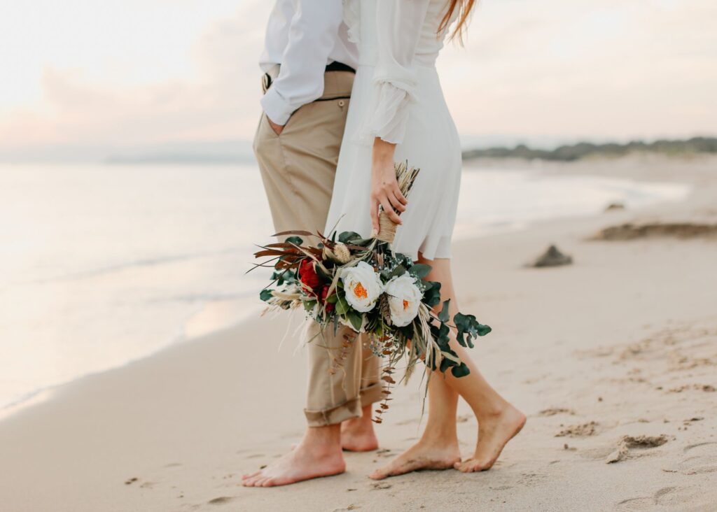 Bride and Groom at a beach at a destination wedding