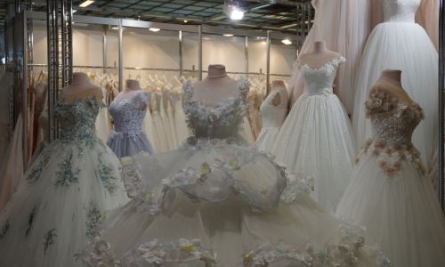 Showroom filled with wedding dresses
