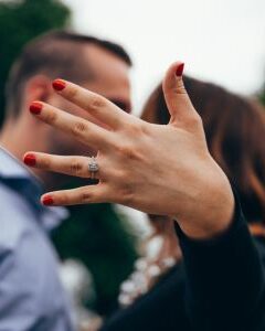 Just engaged bride-to-be showing off her ring
