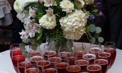 Wedding Welcome Table with Wine