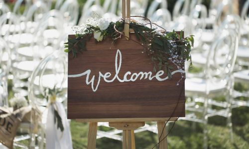 Welcome sign at a wedding